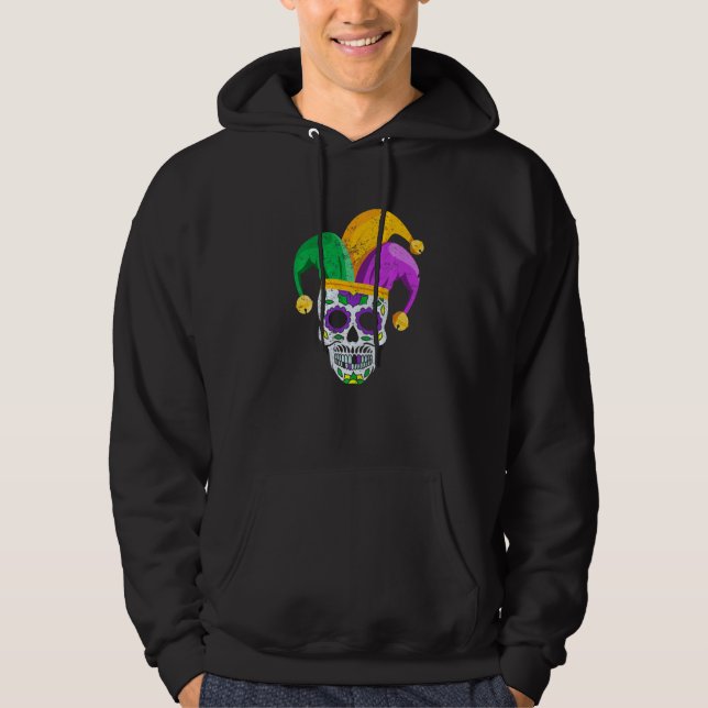 Sugar Skull Mardi Gras Party Apparel Men Women Kid Hoodie (Framsida)