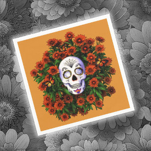 Sugar Skull Marigold Dia de Los Muertos Halloween Pappersservett