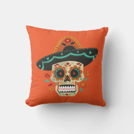 Sugar Skull med Hat Dia de Muertos | Dekorativ kud Kudde