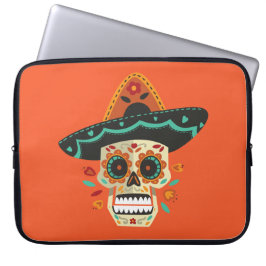 Sugar Skull med Hat Dia de Muertos Laptop sleeve
