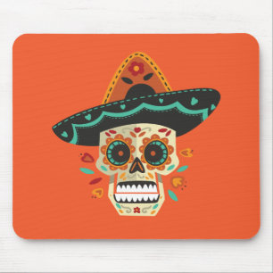 Sugar Skull med Hat Dia de Muertos   Mousepad Musmatta