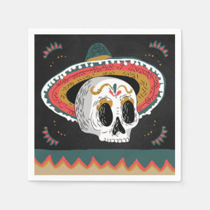 Sugar Skull med Sombrero Pappersservett
