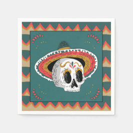 Sugar Skull med Sombrero Pappersservett