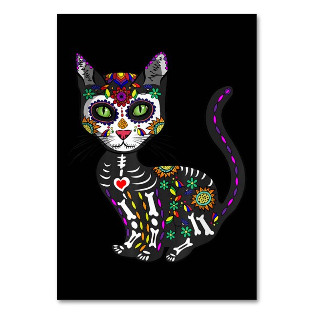Sugar Skull Mexican Cat Halloween Day Of The Dead Bordsnummer (Framsidan)