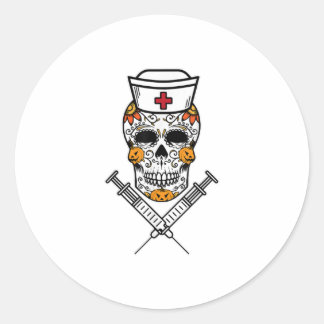 Sugar Skull Mexican Nurse RN Costume Coola Hallo Runt Klistermärke