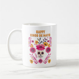 Sugar Skull Mexikanska folkmotif Lycklig Cinco de  Kaffemugg