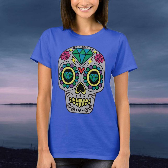 Sugar Skull Mexikanska konsten Stil T Shirt (Skapare uppladdad)