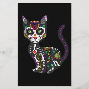 Sugar Skull Mexikanskt katt Halloween Day of the d Brevpapper