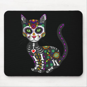 Sugar Skull Mexikanskt katt Halloween Day of the d Musmatta