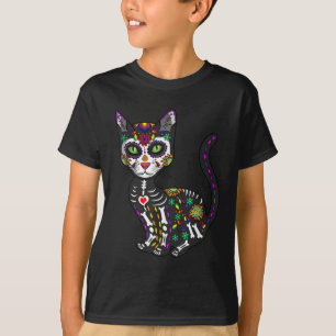 Sugar Skull Mexikanskt katt Halloween Day of the d T Shirt