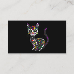 Sugar Skull Mexikanskt katt Halloween Day of the d Visitkort