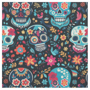 Sugar Skull Mönster-Seamless Cinco De Mayo Tyg