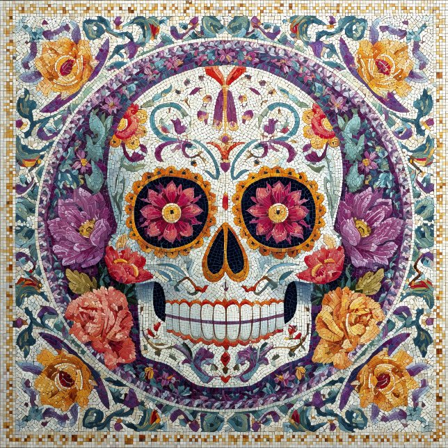 Sugar Skull Mosaic Day Of The Dead Ceramic Tile Kakelplatta (Skapare uppladdad)