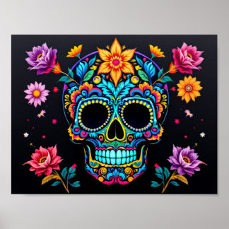 Sugar Skull N Rosor Poster