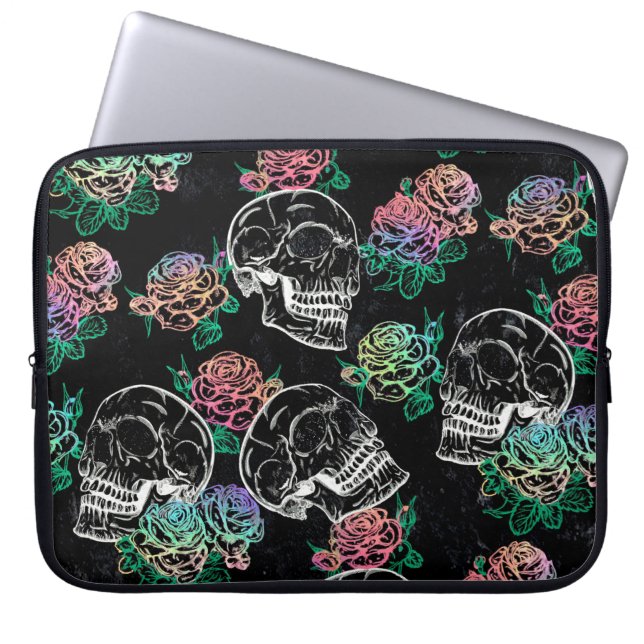 Sugar Skull Ombre Ro | Girly Pastel Grunge Glam Laptop Fodral (Framsidan)