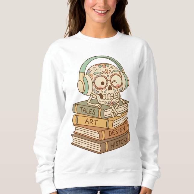 Sugar Skull Passionate About Reading T Shirt (Framsida)