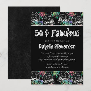 Sugar Skull Pastel Ro Ombre 50:e födelsedagen Inbjudningar