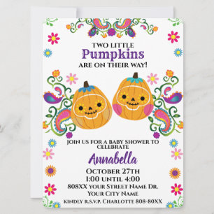 Sugar Skull Pumpkin Boy and Girl Twillingars Inbjudningar