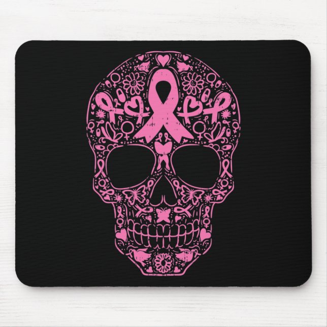Sugar Skull Rosa Ribbon Calavera Breast Cancer Awa Musmatta (Framsidan)