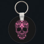 Sugar Skull Rosa Ribbon Calavera Breast Cancer Awa Nyckelring<br><div class="desc">Rosa Ribbon Calavera Breast Cancer Awareness</div>