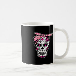 Sugar Skull Rosa Ribbon Coola Breast Cancer Awaren Kaffemugg
