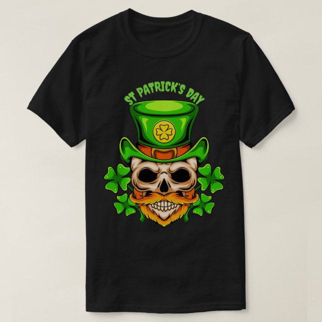 Sugar Skull Saint Patricks Day Dead Irish Skull T Shirt (Design framsida)