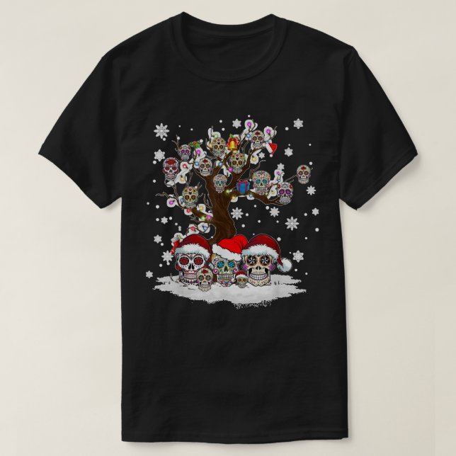 Sugar Skull Santa Träd Light Dekoration Julafton S T Shirt (Design framsida)