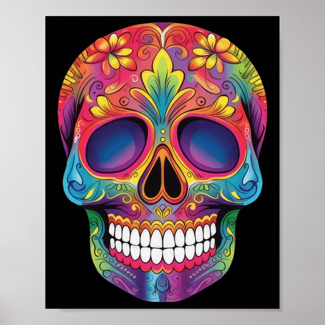 Sugar Skull Skeleton Dia de Los Muertos-dagen Poster (Framsidan)