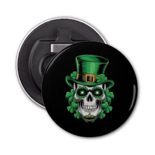 Sugar Skull St Patrick Day Lucky Shamrock Flasköppnare