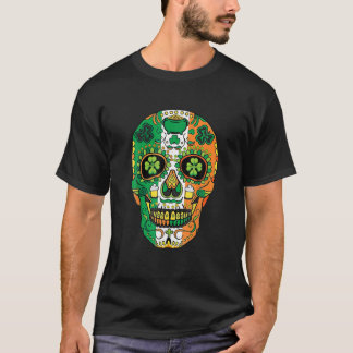 Sugar Skull St Patrick Lucky Shamrock Blommigt Man T Shirt