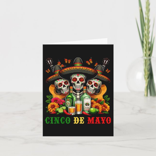 Sugar Skull Tequila Cinco De Mayo Mexican Fiesta C Kort (Framsida)