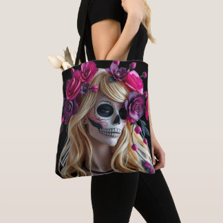 Sugar-skull tote bag tygkasse