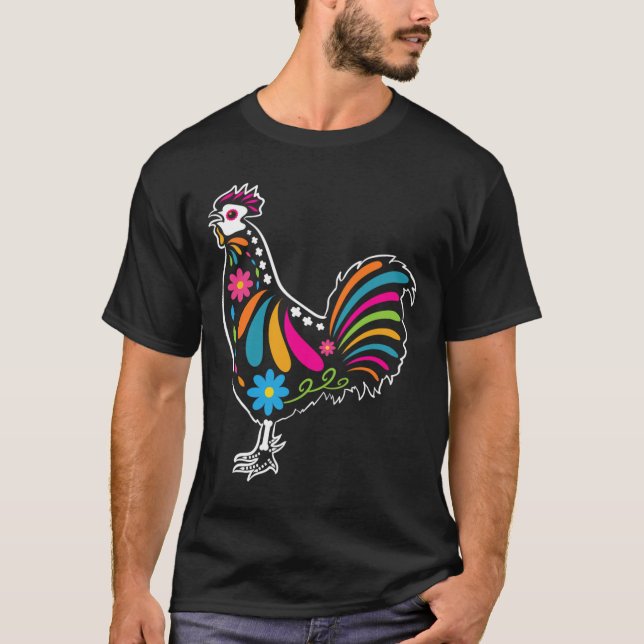 Sugar Skull Tupp Dia de Los Muertos Halloween T Shirt (Framsida)