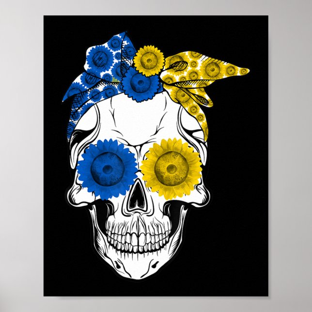 Sugar Skull Ukraina Solros Ukraina Ukraina Fl Poster (Framsidan)