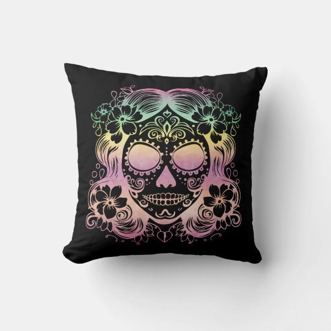 Sugar Skull Vacker La Catrina Day of the dead Kudde (Framsida)
