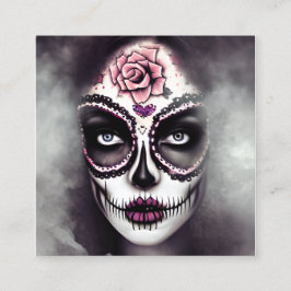 Sugar Skull Woman Mörk Grunge Gothic Steampunk Smo Fyrkantigt Visitkort