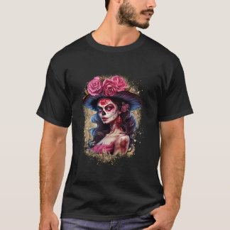 Sugar Skull Women Dia de Muertos La Catrina-dagen T Shirt