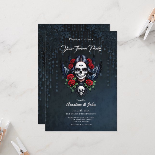 Sugar Skullängel med Ro. Inbjudningar (Fram/Back In Situ)