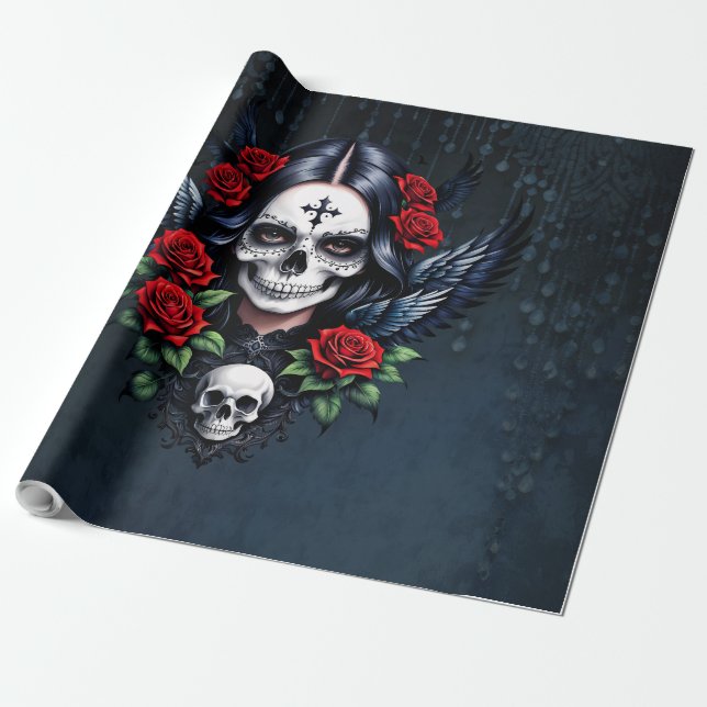 Sugar Skullängel med Ro. Presentpapper (Utrullad)