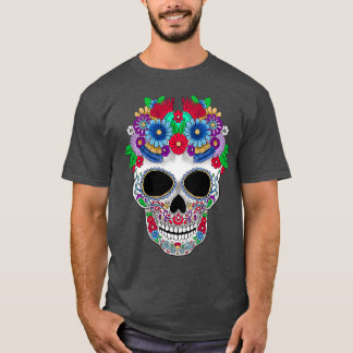 Sugar Skullblommor Day of the dead T Shirt