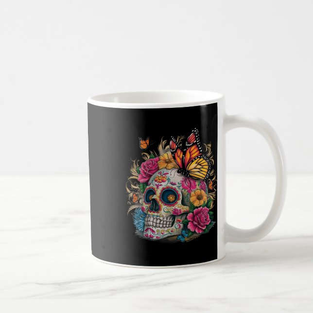 Sugar Skullflugdag Dag för dödad Halloween Dia de Kaffemugg (Höger)