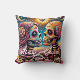 Sugar Skulls in Love Chalk Pastel Personalized Kudde