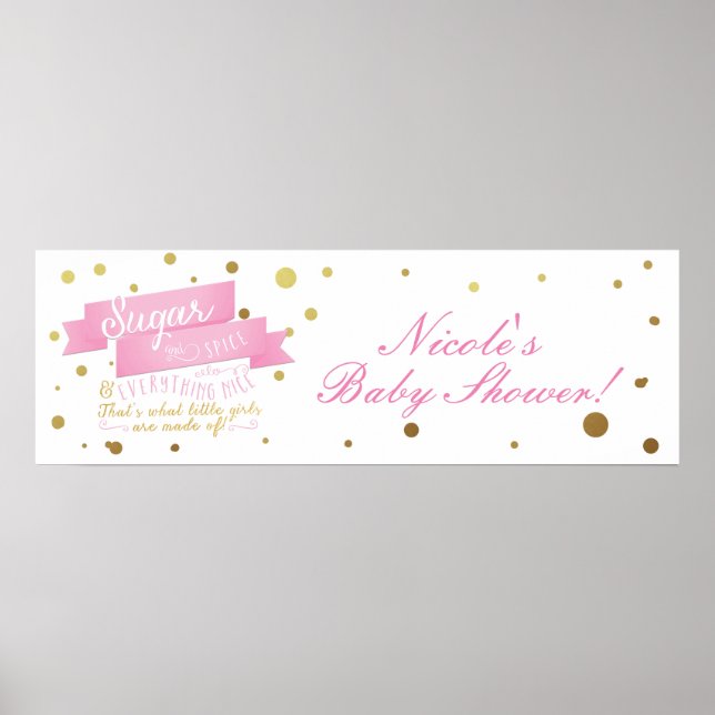 Sugar & Spice & All Nice Baby Shower Banner Poster (Framsidan)