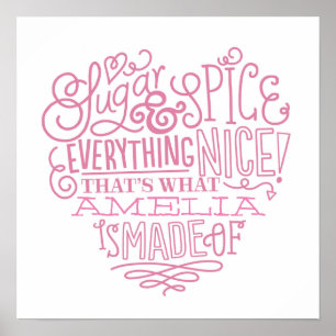 Sugar & Spice Child's Namn Art Poster