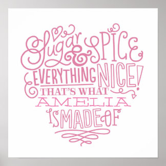 Sugar & Spice Child's Namn Art Poster