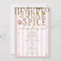 SUGAR & SPICE Guld Glitter Rosa Baby Shower