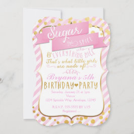 Sugar & Spice Rosa Guld Födelsedagsfest Inbjudan