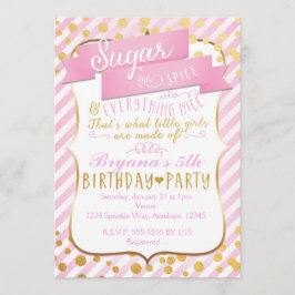 Sugar & Spice Rosa Guld Födelsedagsfest Inbjudan