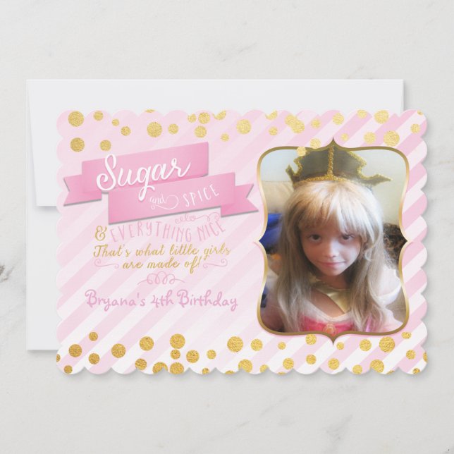 Sugar & Spice Rosa Guld Foto Festinladning Inbjudningar (Framsida)