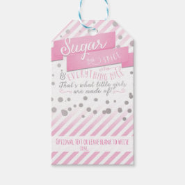 Sugar & Spice Rosa & Silver Förlossningspresent Ko Presentetikett